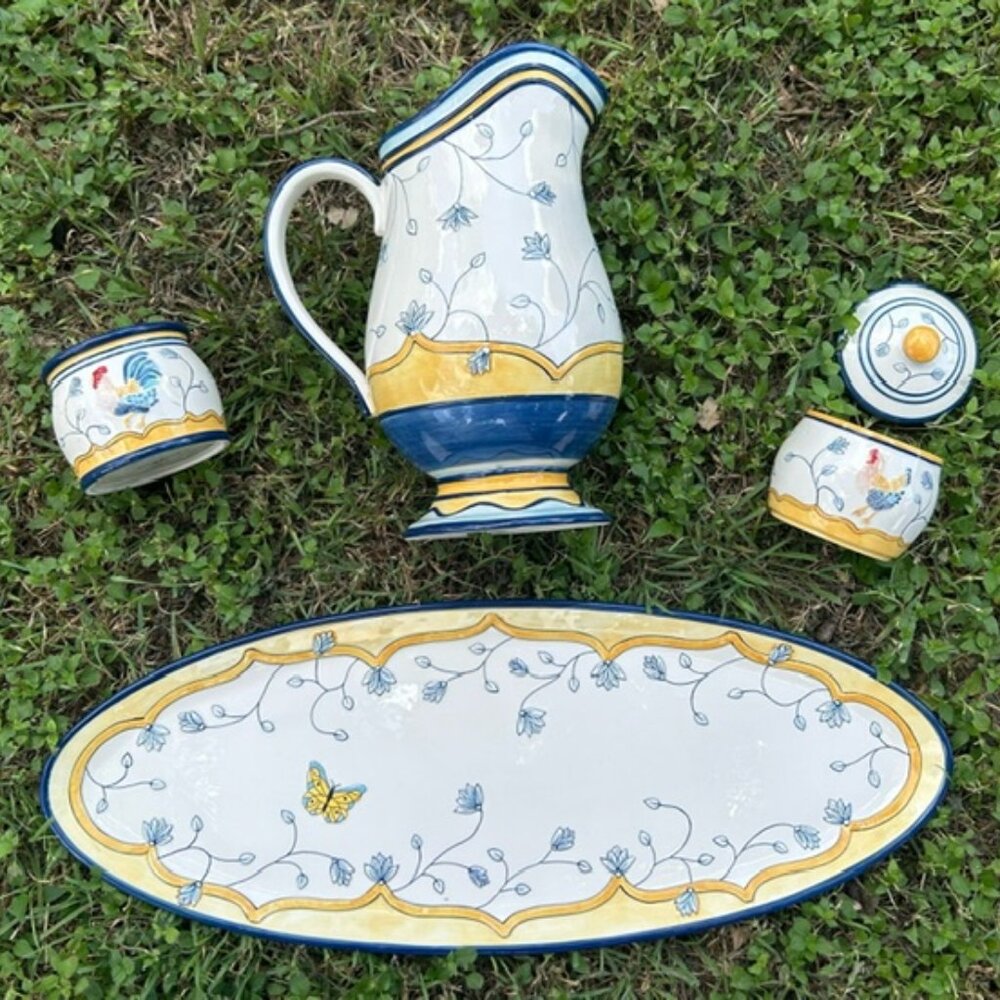 4 Piece Fitz and Floyd Mirabelle French Country Servingware